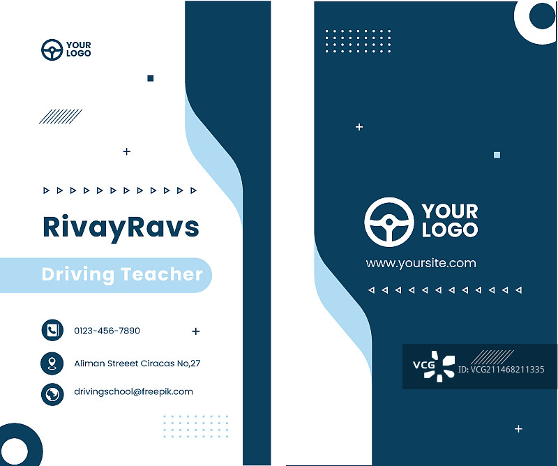 扁平风格驾校竖版名片图片素材