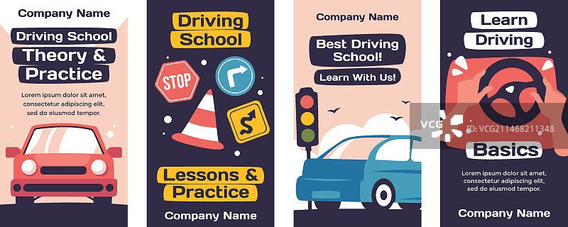 扁平风驾校Instagram快拍图片素材