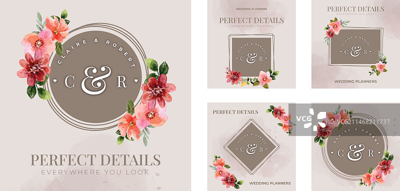 水彩婚礼策划Instagram帖子图片素材