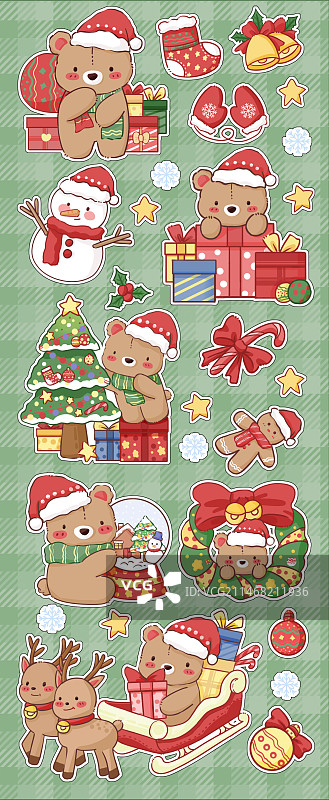 原创贴纸-圣诞小熊贴纸图片素材