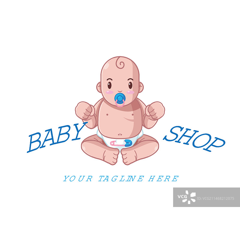 手绘精细婴儿Logo模板图片素材