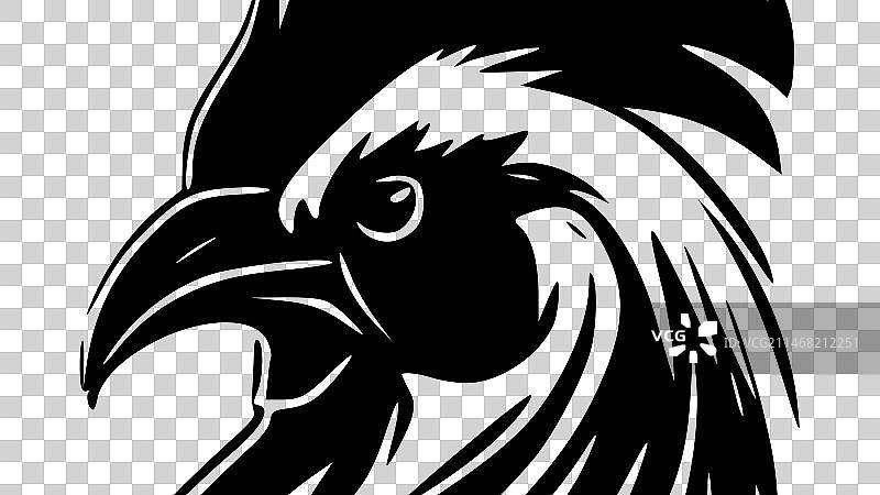 公鸡 - 黑白隔离图标图片素材