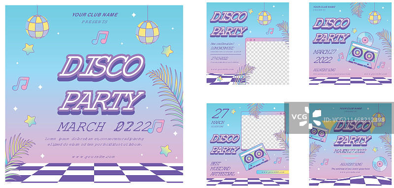 渐变复古蒸汽波迪斯科风格图片素材