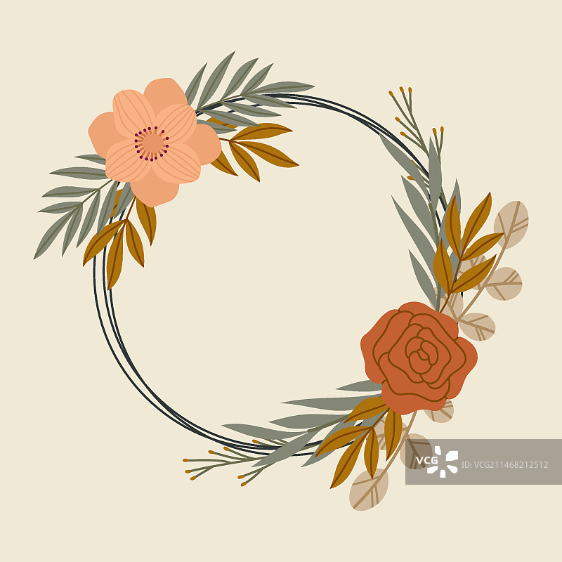 手绘扁平风波西米亚框架设计图片素材