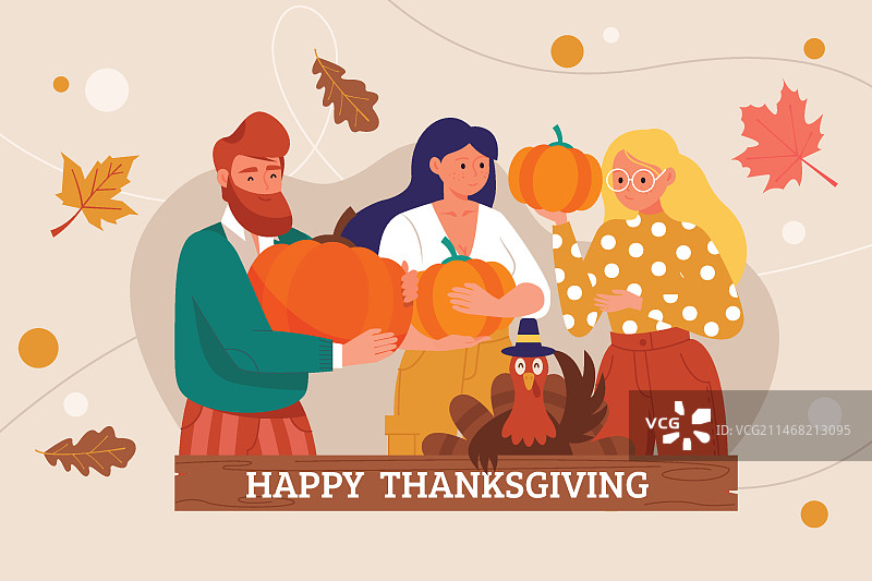扁平风感恩节背景图片素材
