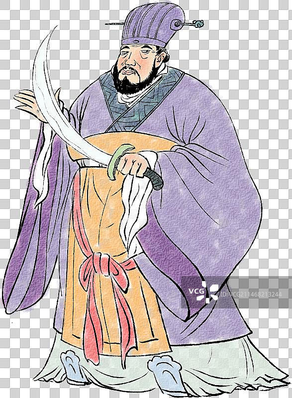 拿着刀的三国时期一代奸雄董卓人物元素图片素材