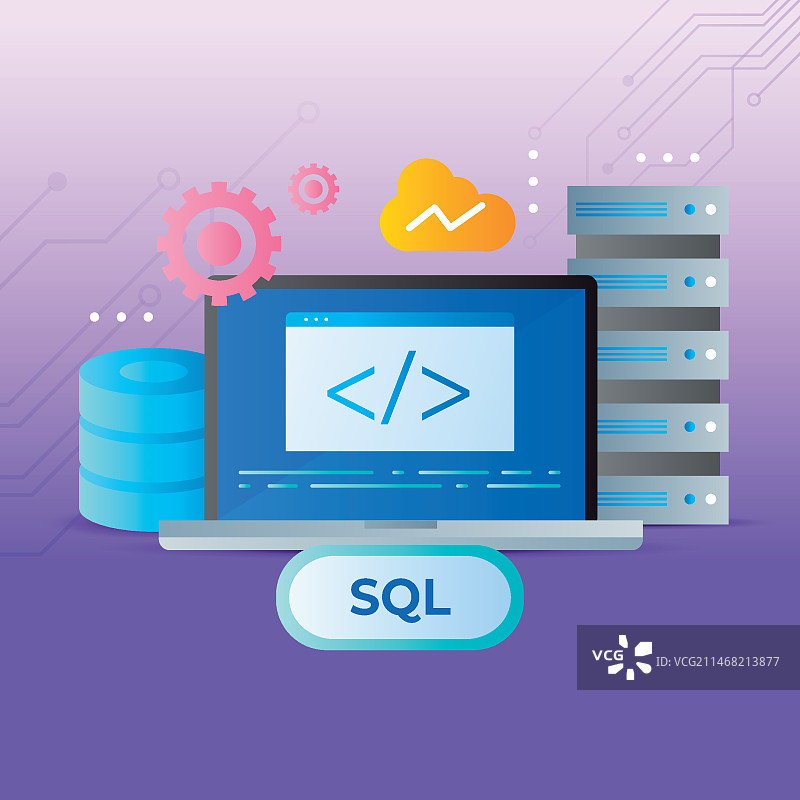 渐变SQL插图图片素材