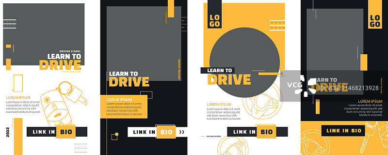 扁平风格驾校Instagram快拍图片素材