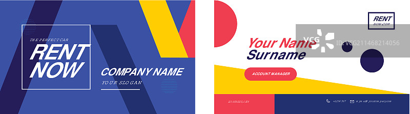 扁平风格汽车租赁名片设计图片素材