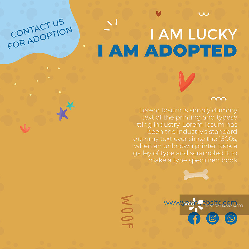 幸运宠物狗领养正方形宣传单模板图片素材