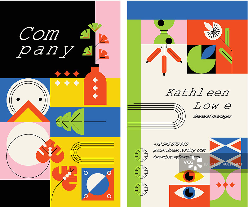 扁平风格几何图案名片图片素材