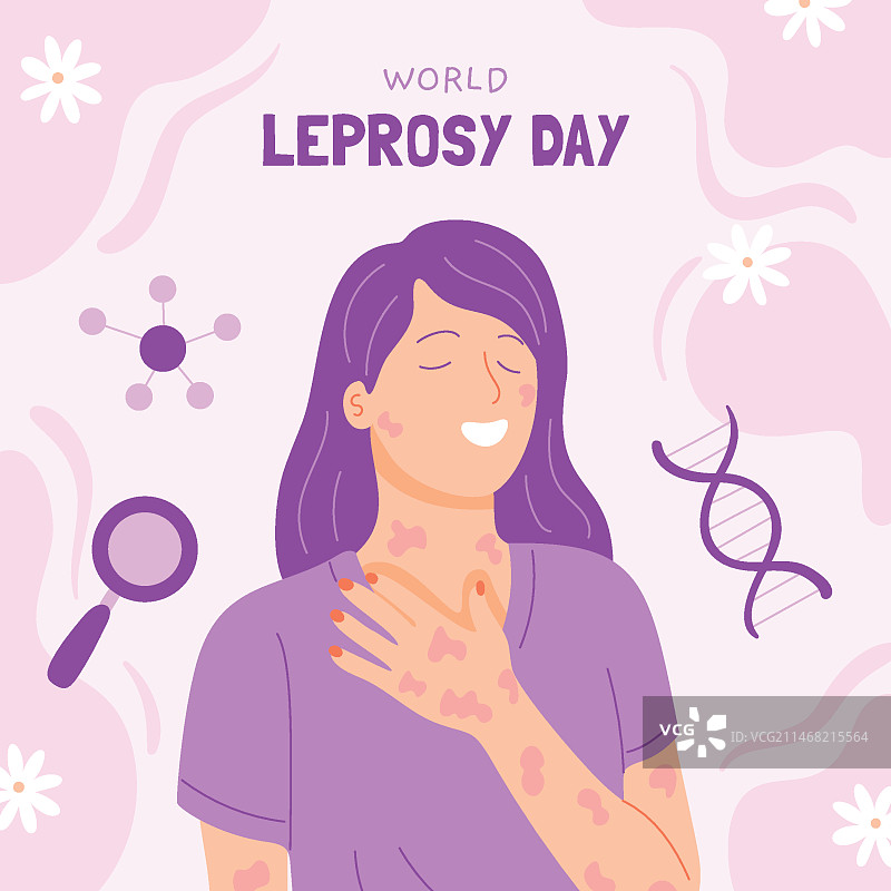 扁平风格插画：世界麻风病日图片素材