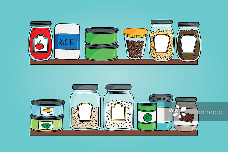 手绘食品储藏室插画图片素材