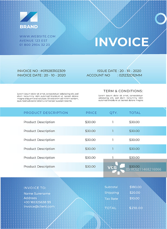 通用商务发票图片素材