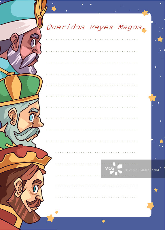 手绘东方三博士信件模板图片素材