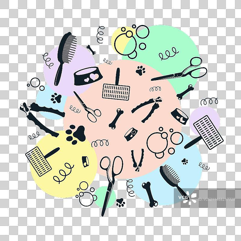 宠物美容护理工具套装设计图片素材