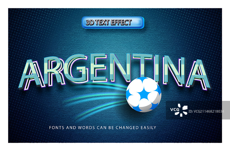 阿根廷足球世界杯3D可编辑文字图片素材