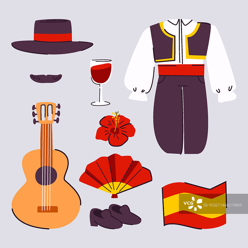 手绘弗拉门戈舞元素合集图片素材