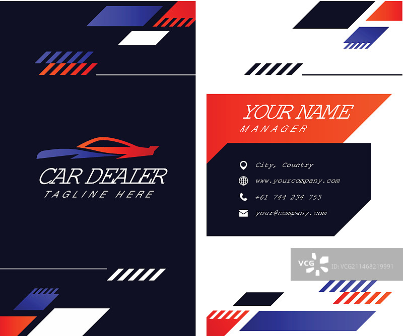 渐变汽车经销店竖版名片图片素材