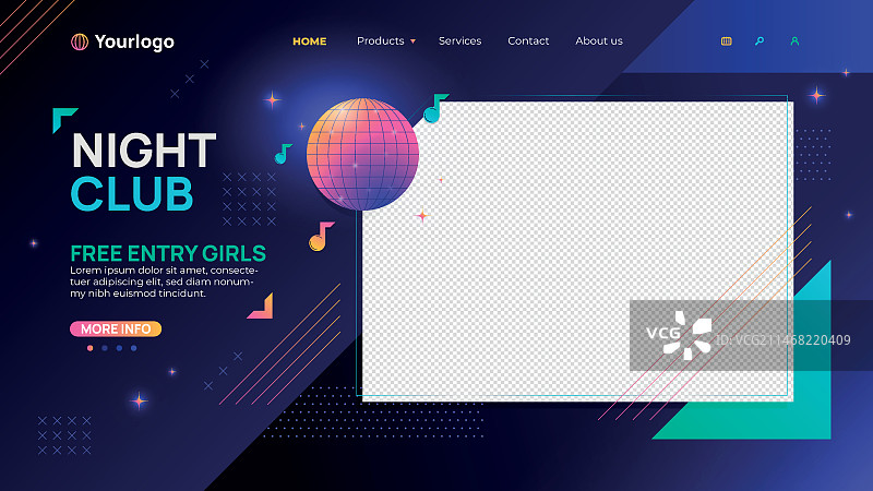 渐变夜店着陆页图片素材