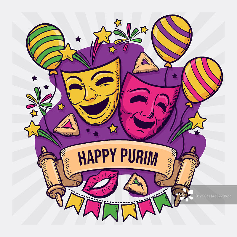 手绘普林节插画图片素材