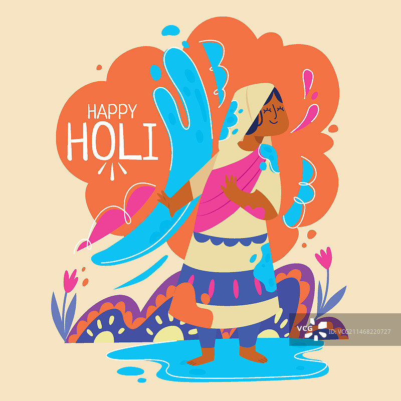 扁平风洒红节插画图片素材