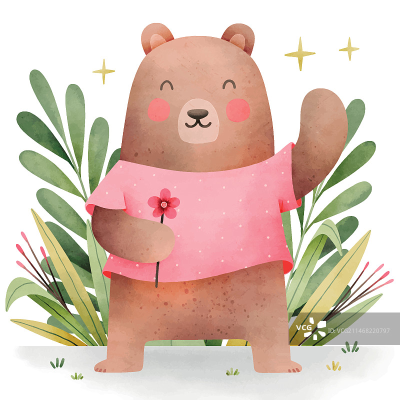 水彩母熊插画图片素材