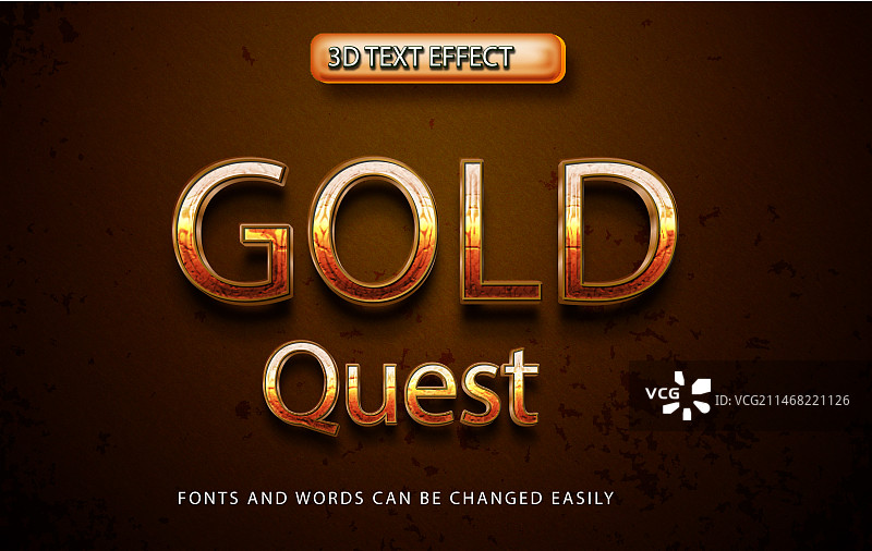 金色探索3D可编辑文字效果图片素材