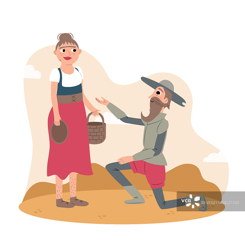 堂吉诃德扁平化设计插画图片素材