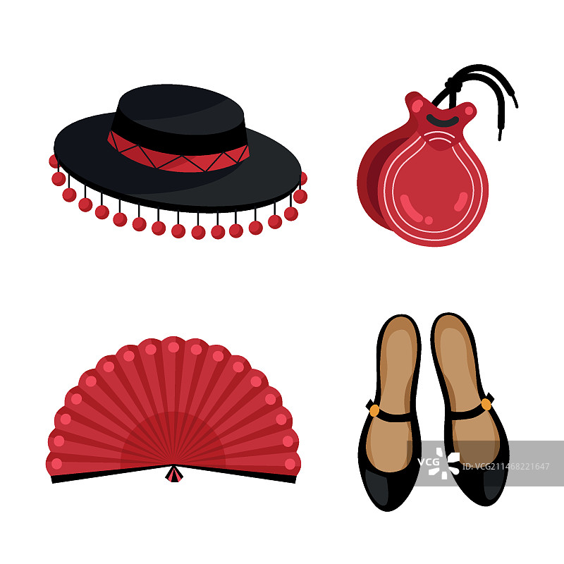 手绘弗拉门戈舞元素合集图片素材