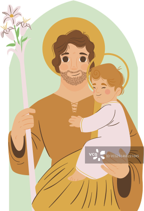 手绘圣约瑟夫插画图片素材
