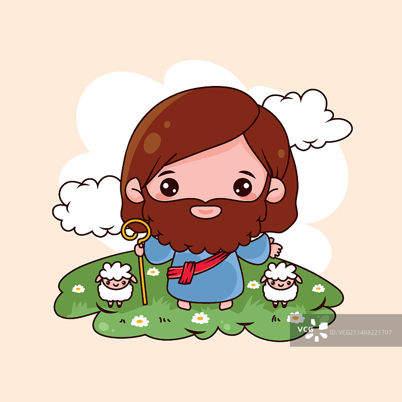 手绘可爱耶稣插画图片素材
