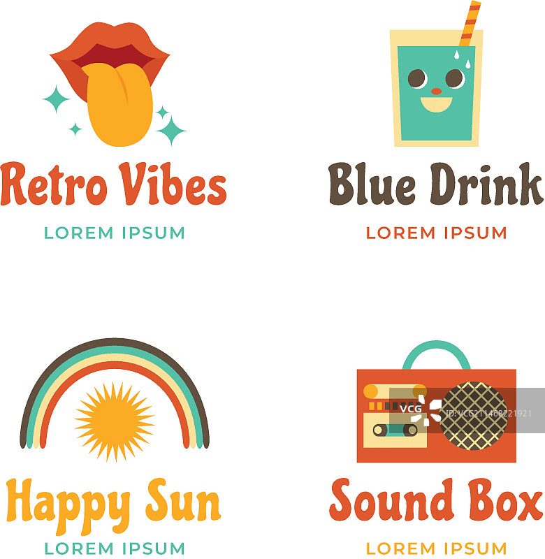 扁平复古品牌标志合集图片素材