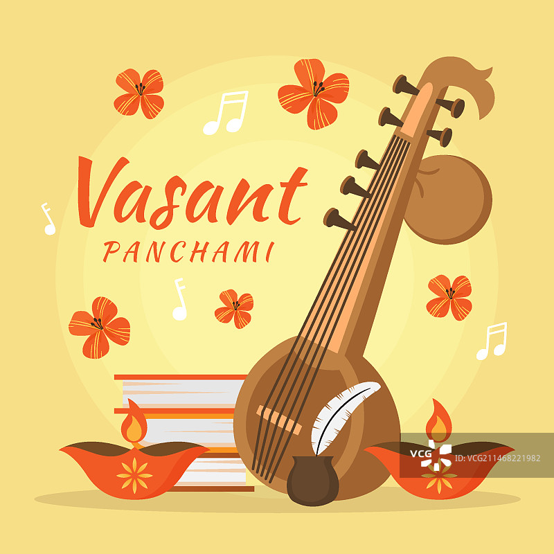 扁平风瓦桑特·潘查米节插画图片素材