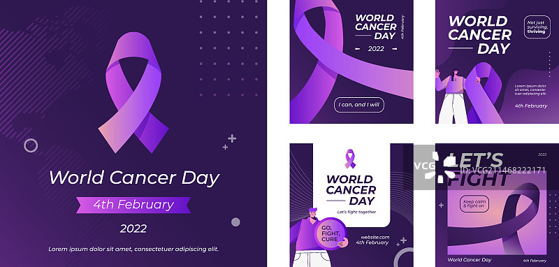 渐变世界癌症日Instagram帖子合集图片素材