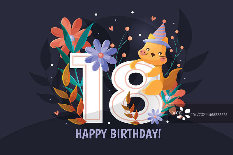 彩色快乐18岁生日背景图片素材