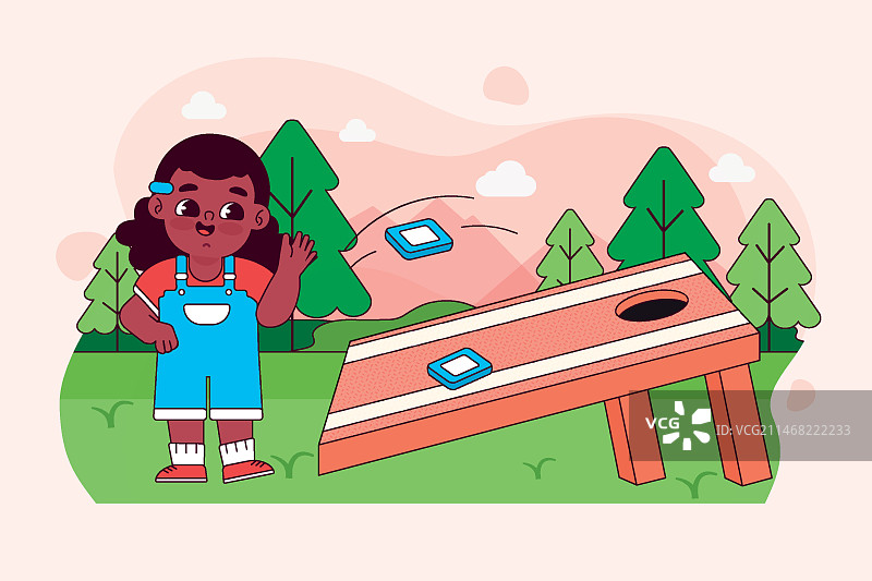 手绘扁平风的玉米洞游戏插画图片素材