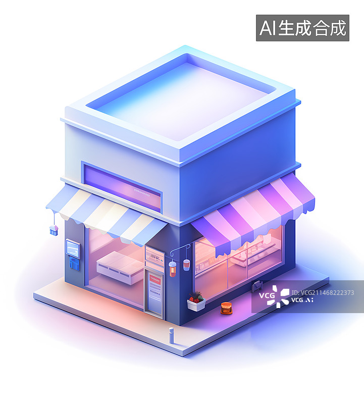 【AI数字艺术】C4D商店建筑图片素材
