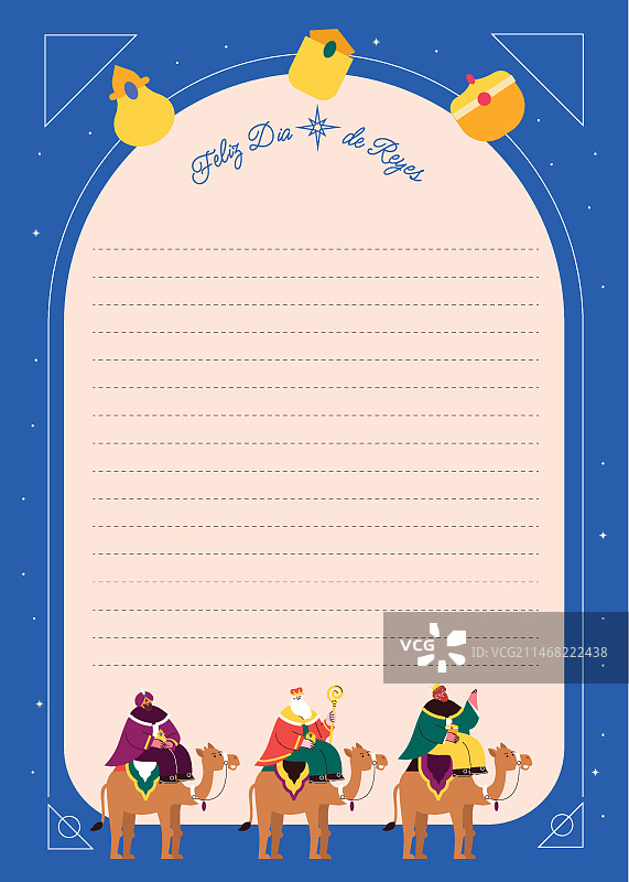 给东方三王的扁平风信件模板图片素材