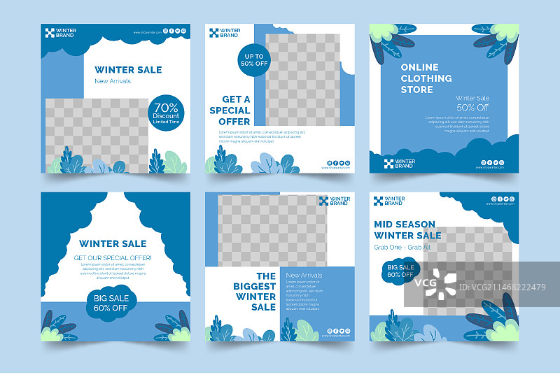 冬季促销人物Instagram帖子合集图片素材