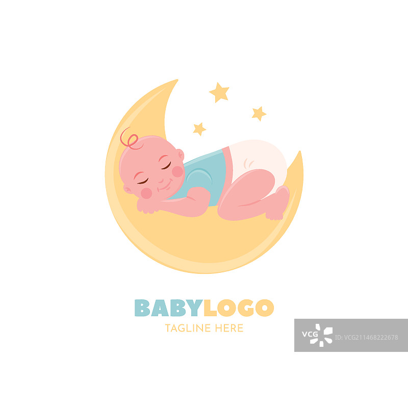 带有睡婴的详细Logo模板图片素材