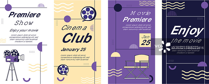 扁平简约电影节Instagram快拍合集图片素材