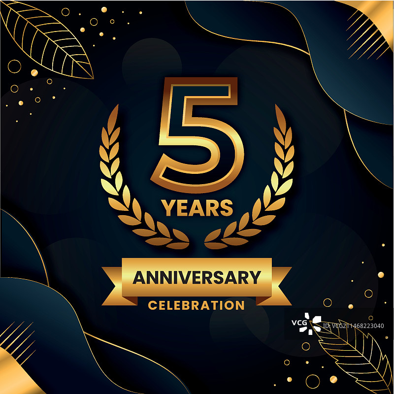 渐变五周年纪念或生日贺卡图片素材