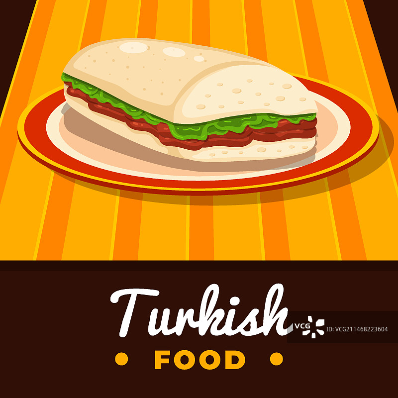 扁平风格土耳其美食插画图片素材