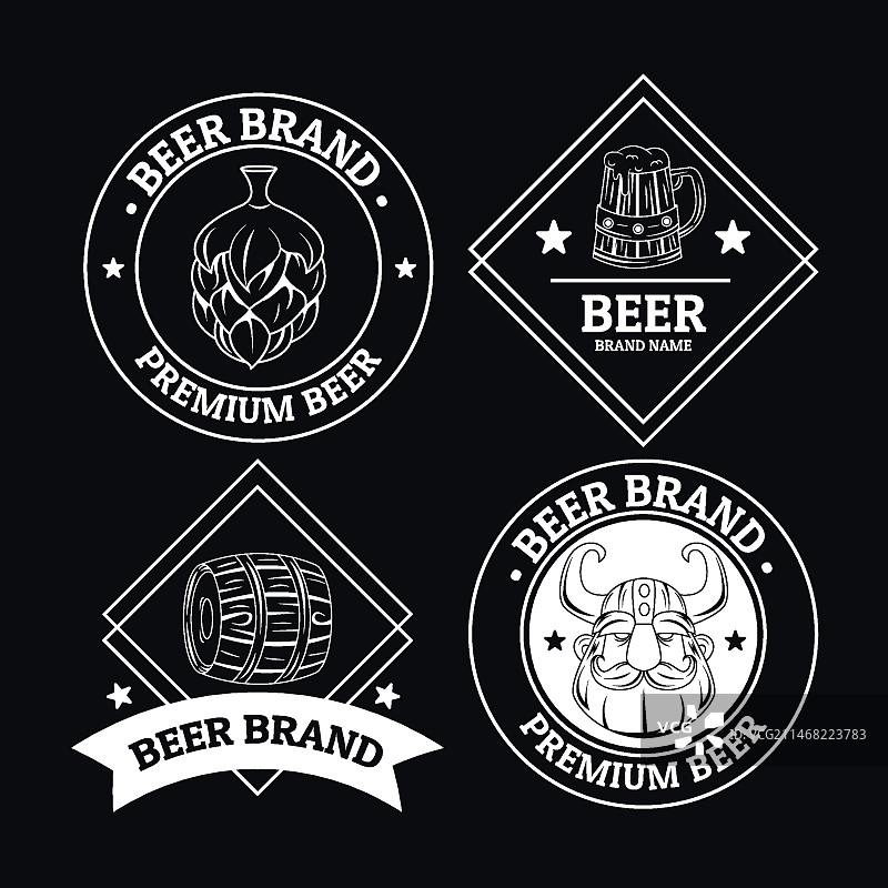 手绘啤酒吧logo设计图片素材