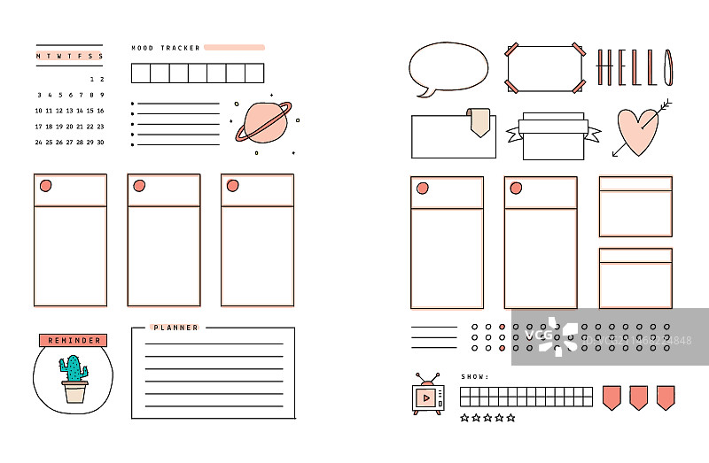 极简风格子弹日记手账本图片素材