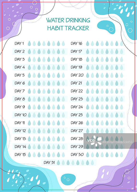 冷色习惯追踪器模板图片素材