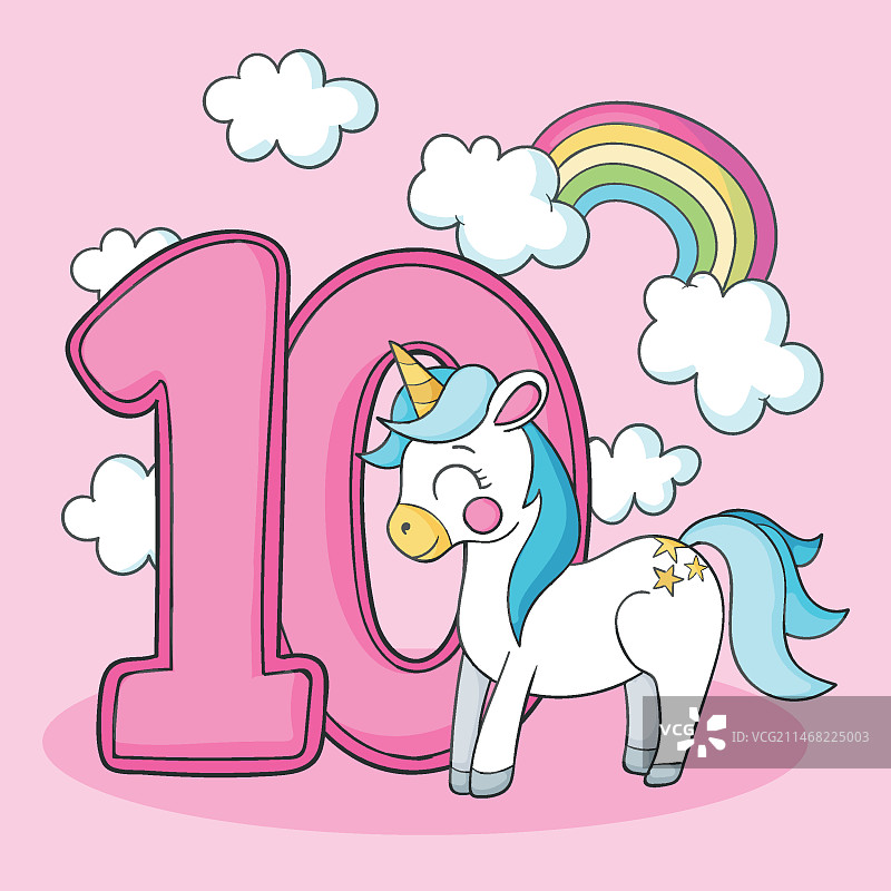 手绘10周年纪念贺卡图片素材