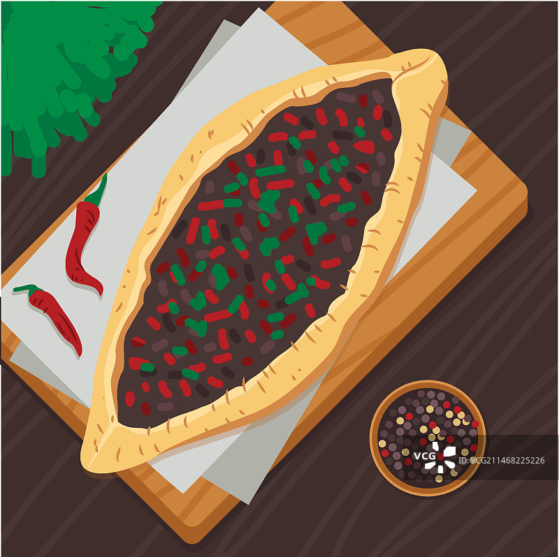 手绘扁平风土耳其美食插画图片素材