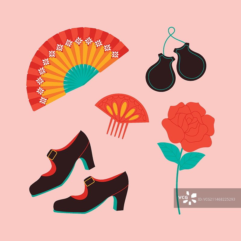 手绘弗拉门戈元素合集图片素材